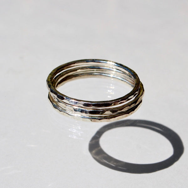 Silver Stackers - set of 3 hammered stackable rings